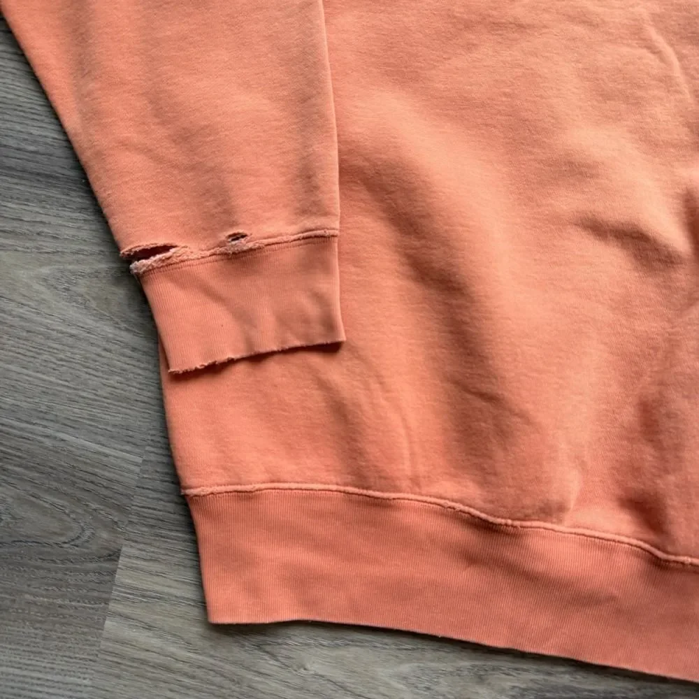 Vintage 90s Polo Ralph Lauren Faded Orange Distressed Pullover Crewneck Mens L